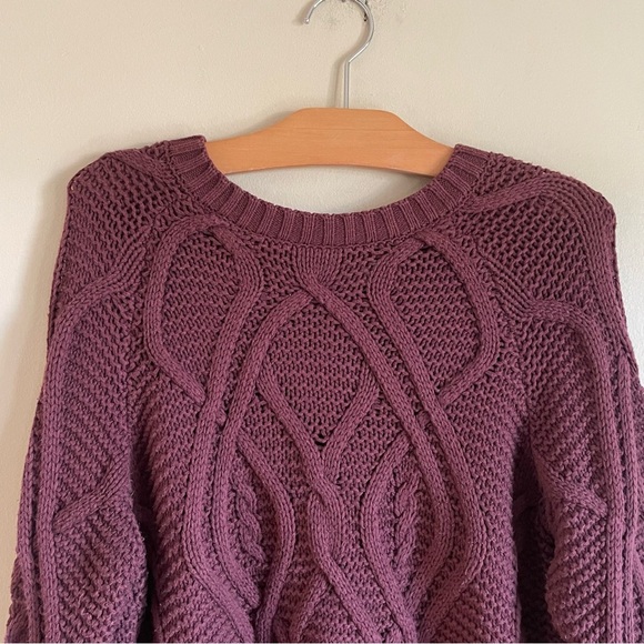 Noisy May Cable Knit Sweater Burgundy Size Large - Picture 3 of 8